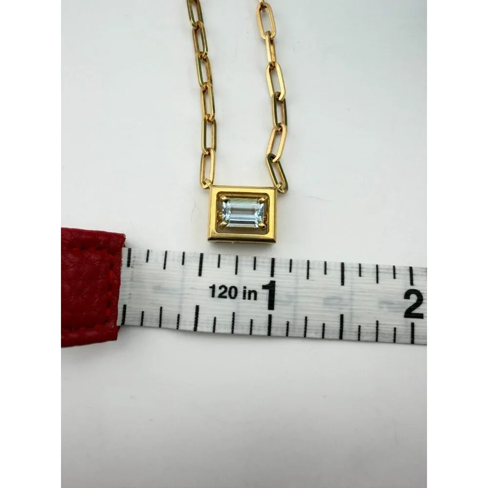 RARE Tiffany & Co. Aquamarine Jewel Box Necklace 17.75" 18k Yellow Gold - Picture 7 of 13